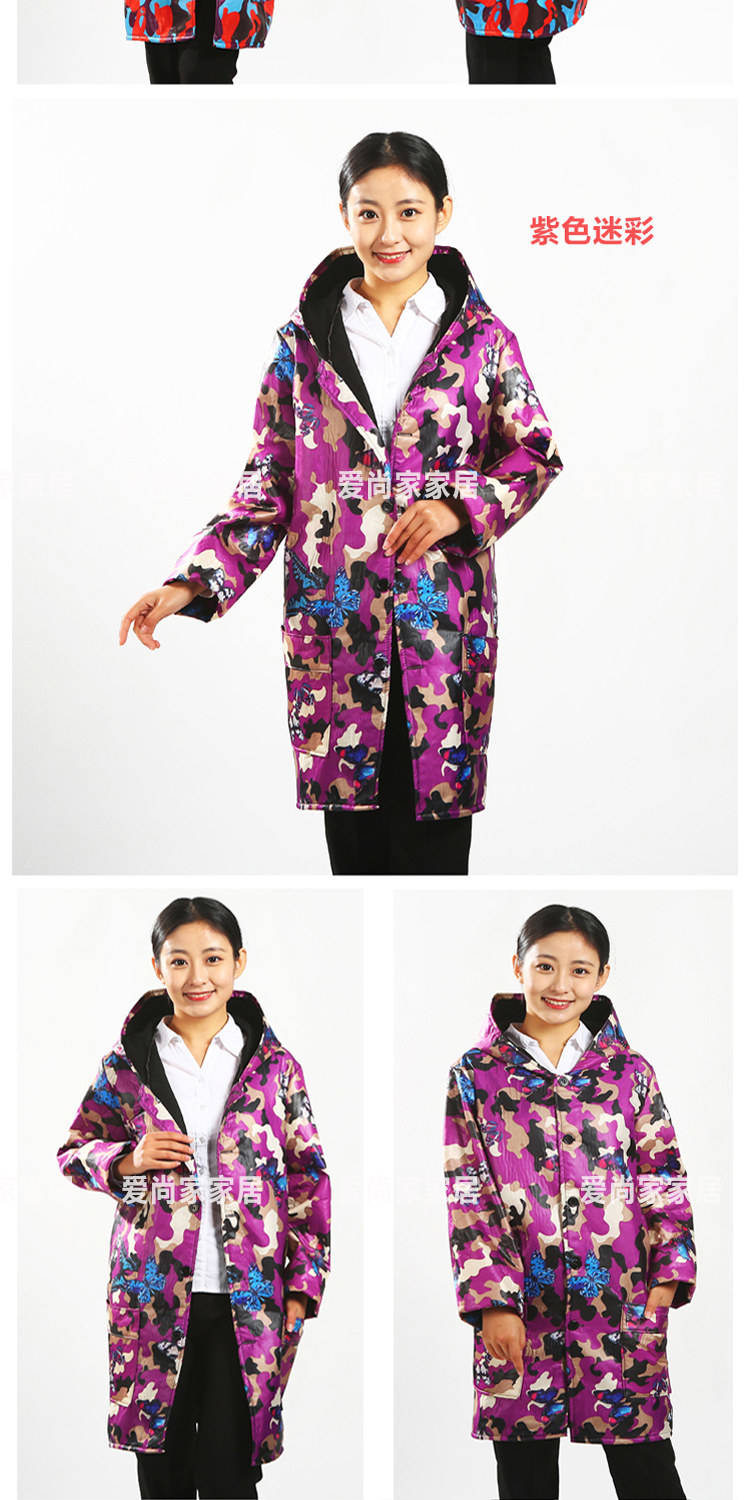 韩版厨房防水围裙羽绒服罩衣成人男女长款长袖加绒加厚保暖工作服