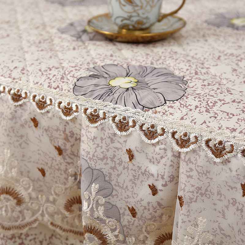 茶几垫蕾丝田园茶几罩套长方形布艺餐桌垫客厅家用台布盖布防尘罩茶