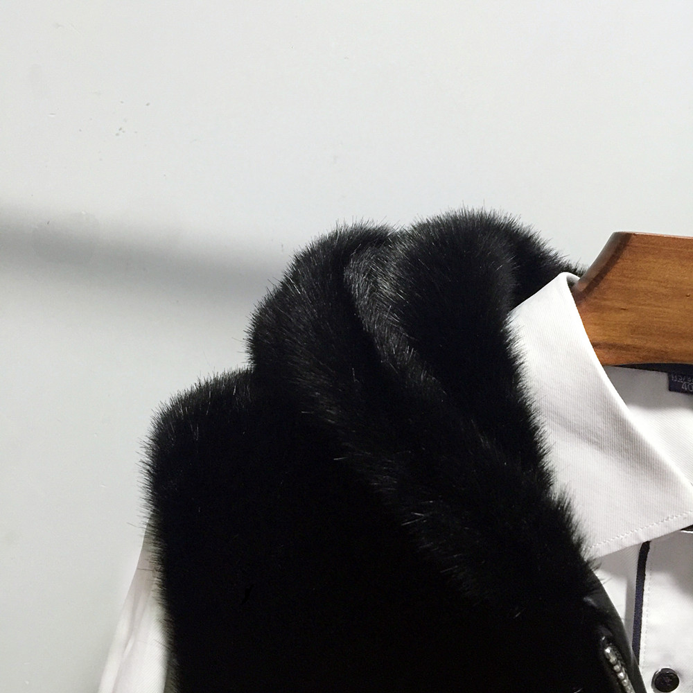 热卖水貂毛马甲连帽整貂皮大衣男仿皮裘皮倒毛外套毛绒背心马夹大码