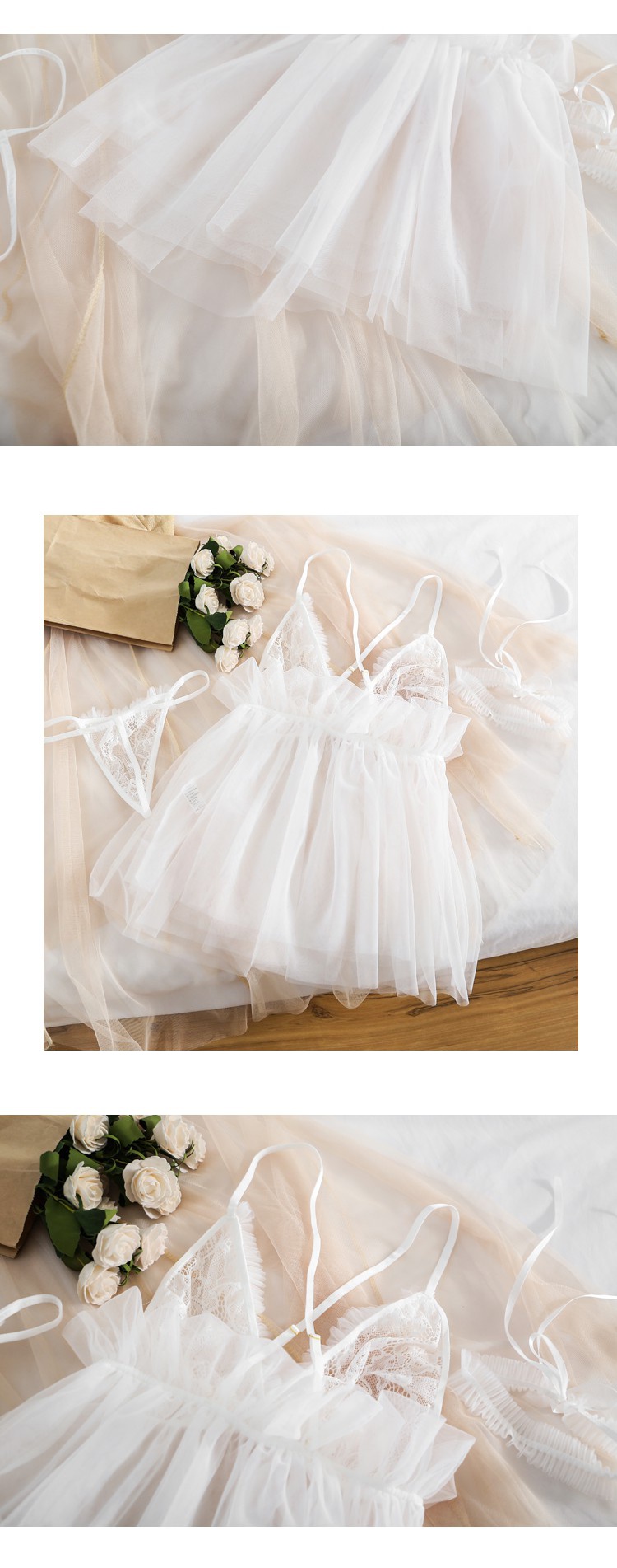今夜甜蜜性感新娘装透视情趣内衣婚纱网纱睡裙蕾丝镂空情趣套装费琳