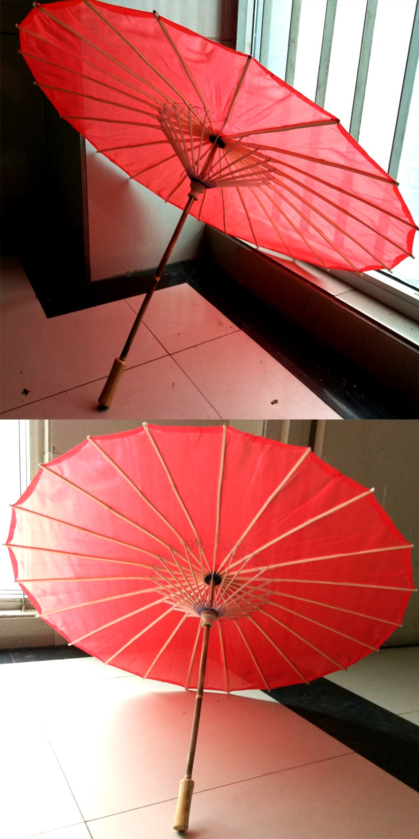 古风拍摄用品古伞汉服拍照道具纯红色古伞外景拍摄演出道具工艺伞封后