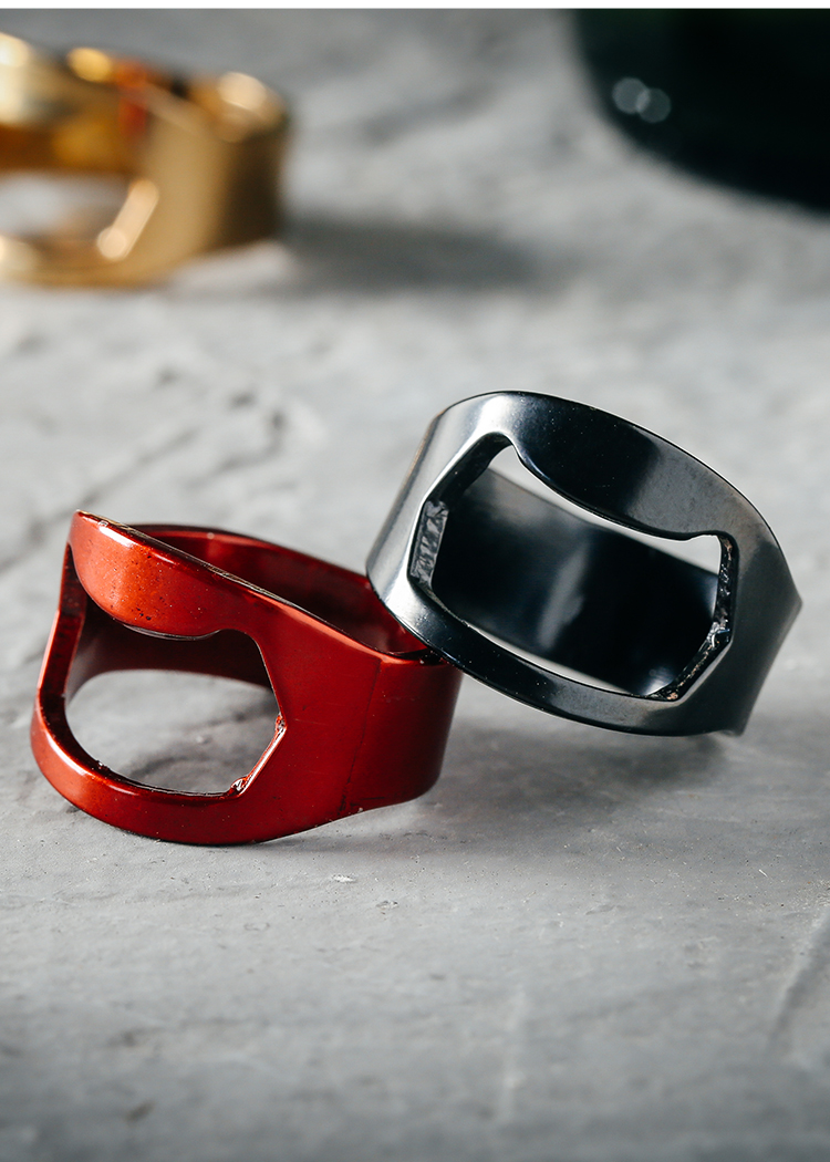 网红开瓶器开啤酒瓶盖戒指 指环开瓶器便携个汽水起酒器创意 红色手持