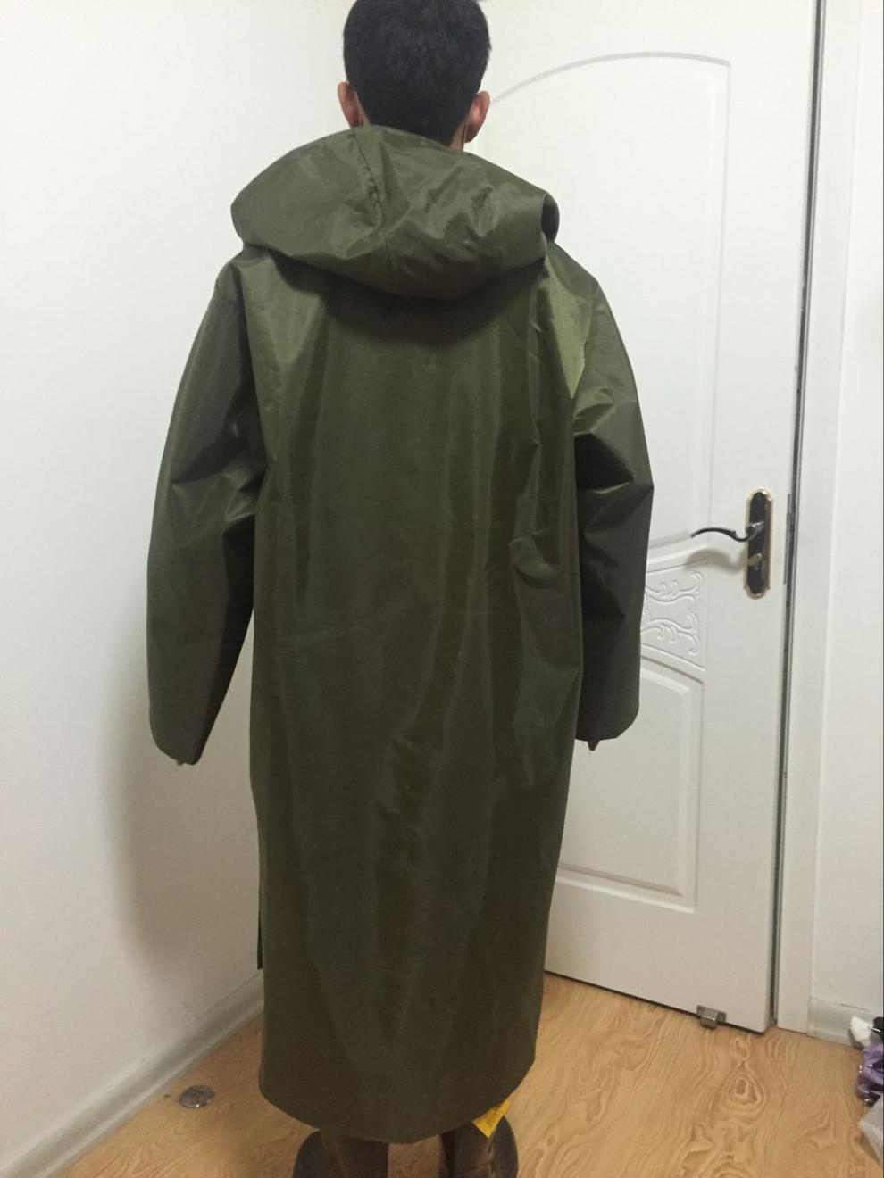 2018新款雨披长款劳保连体军绿士兵帆布抗洪部队大褂老式雨衣男女