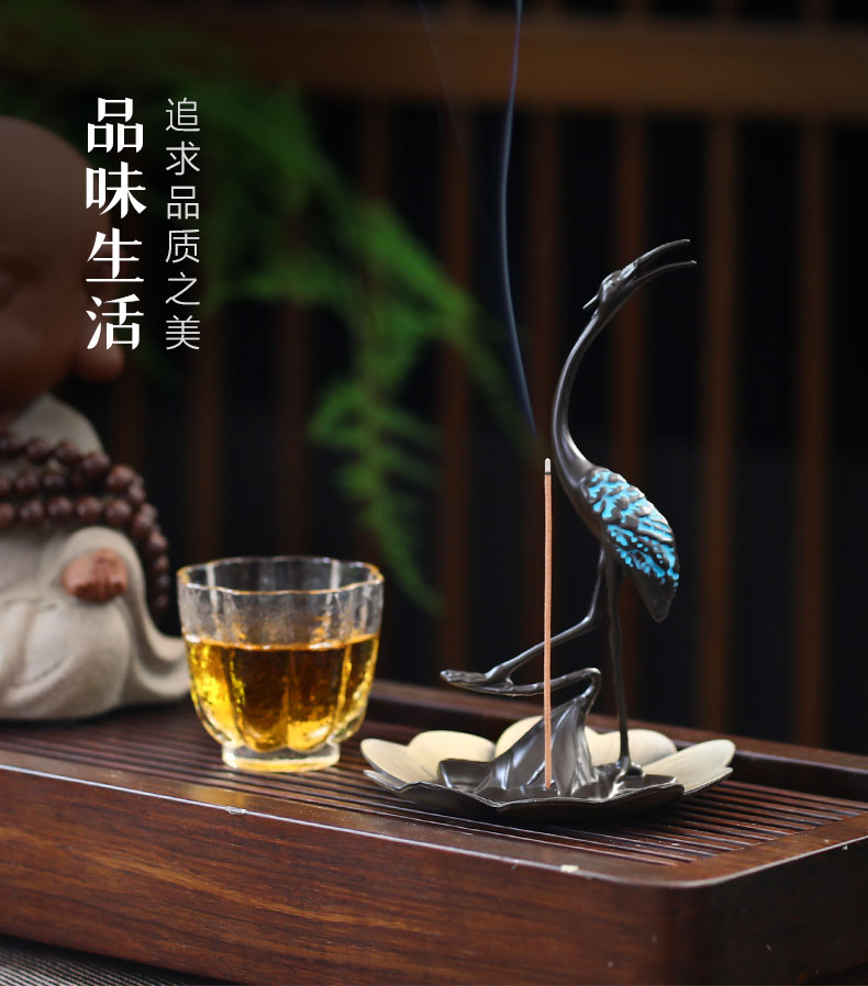 三维工匠仙鹤香插家用室内仿古线香炉小号檀香盘香炉创意仿古香薰