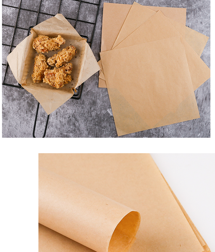 牛皮纸吸油纸厨房食物专用小吃炸鸡油炸烧烤防油纸托盘垫纸隔油纸|22*