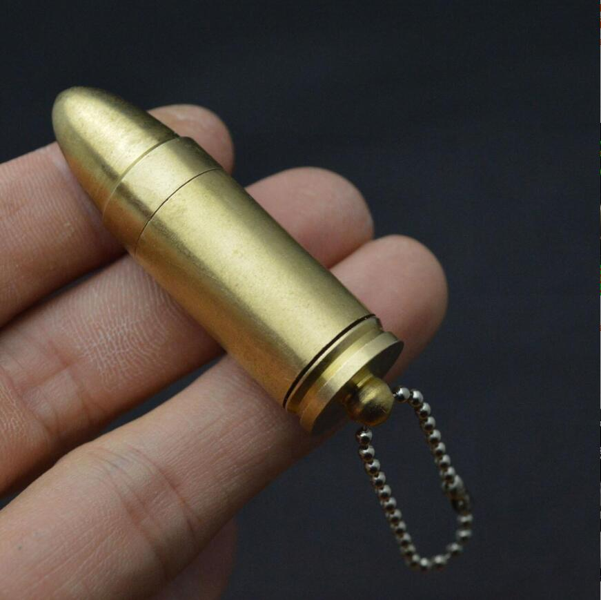 《迷你子弹壳煤油打火机 创意铜质个性复古袖珍金属砂轮钥匙扣点烟 7