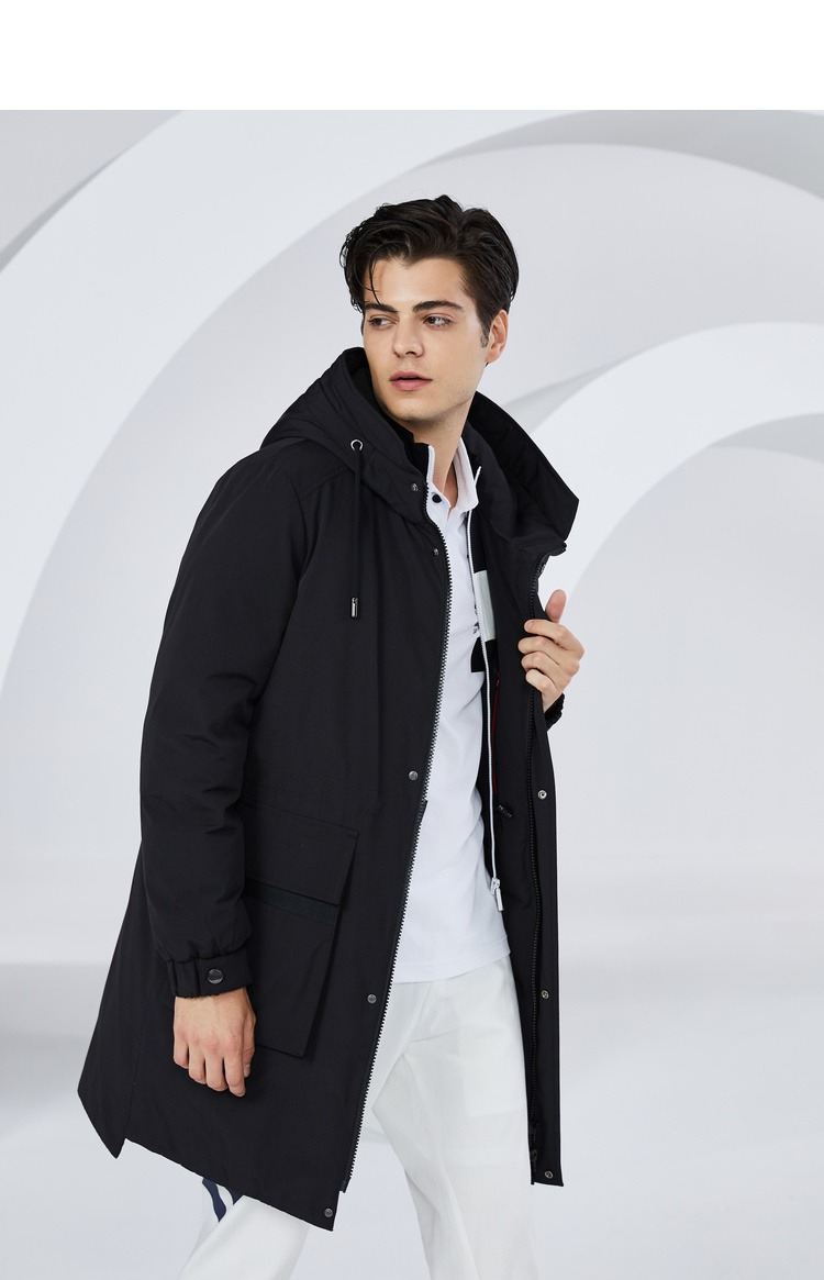 波司登中长款风衣式羽绒服男冬季时尚防寒大口袋潮外套