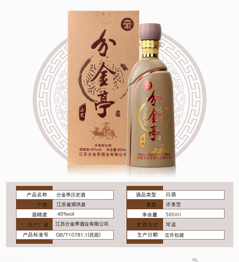 酒厂自营分金亭浓香型白酒历史整箱45度500ml6礼盒装节日送礼礼品粮食