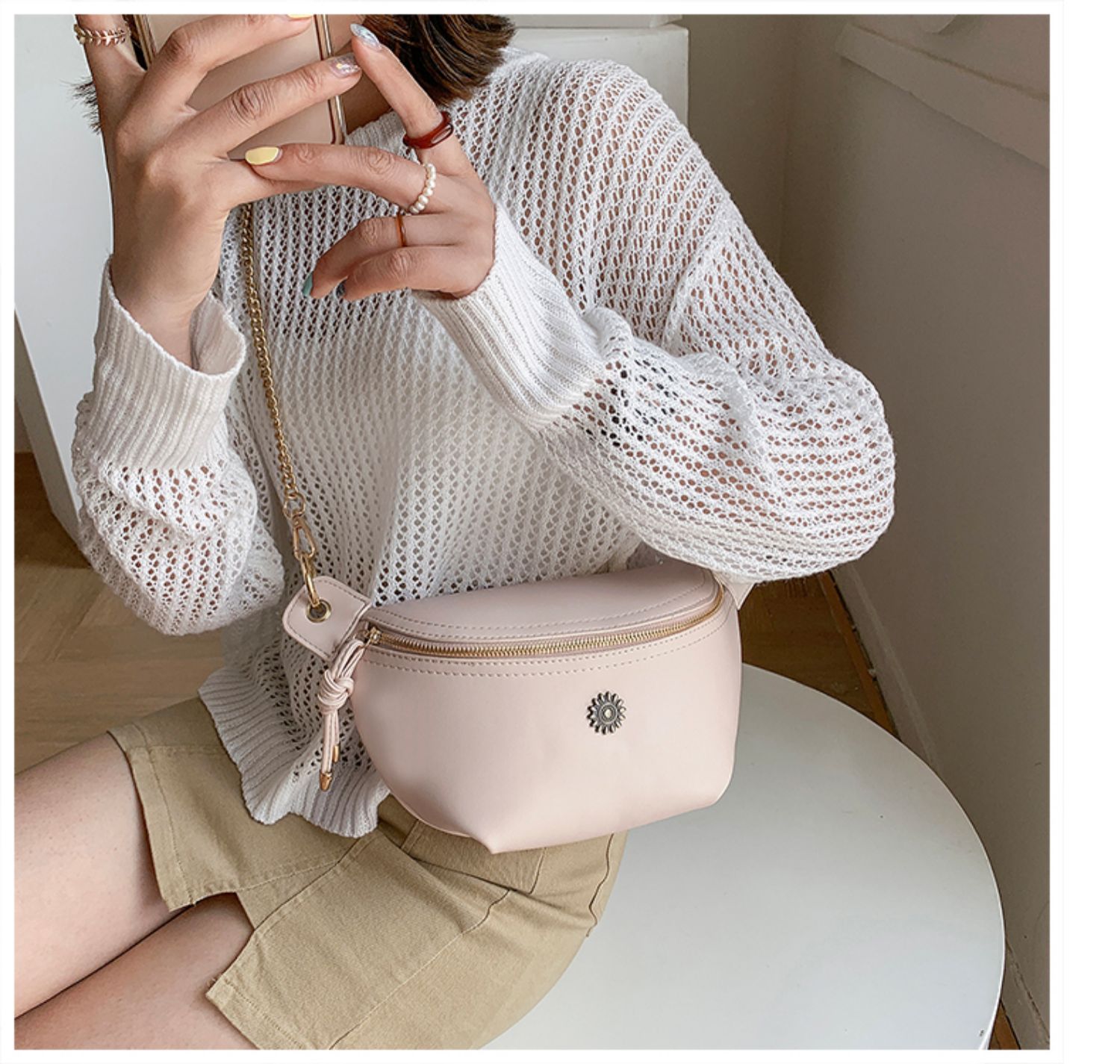 fenghou胸包女斜挎包夏季 女士腰包包2021新款胸前包小百搭马鞍包饺子