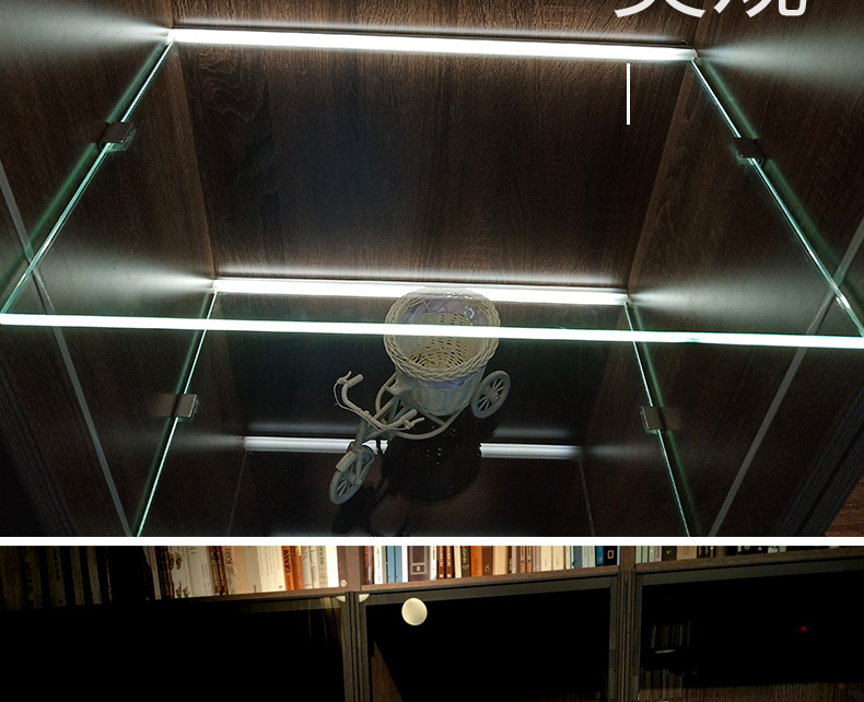 玻璃层板灯感应灯长条酒柜隔板灯展示柜灯带led橱柜灯明装线条灯