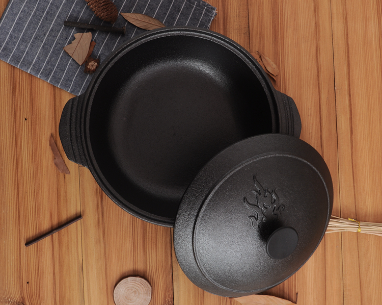 铸铁炖锅加厚加深无涂层煲汤锅老式炖肉锅砂锅家用火锅汤锅干锅锅
