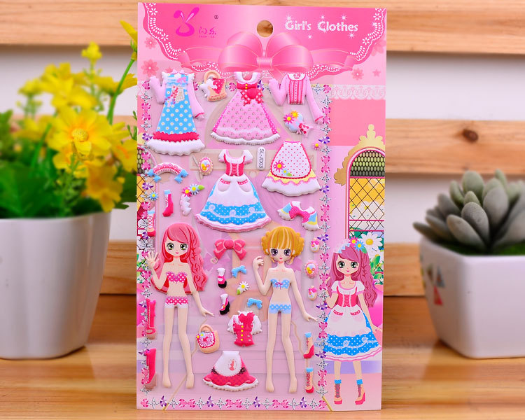 公主换装换衣服贴纸可爱泡泡贴芭比娃娃套装儿童玩具贴画书本卡通