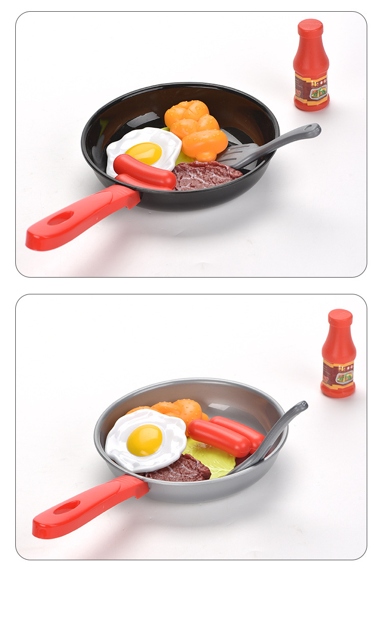 儿童过家家玩具宝宝模仿炒菜平底锅diy厨具配菜仿真炒锅8件套装