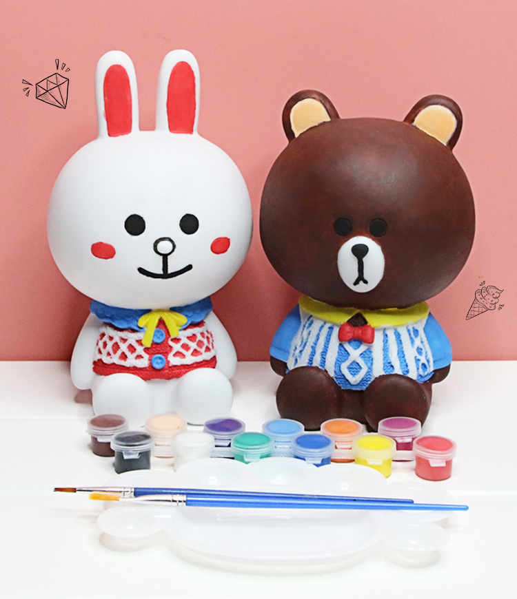 彩绘石膏模具娃娃儿童diy手工涂色摔白胚不坏涂鸦搪胶玩具存钱罐