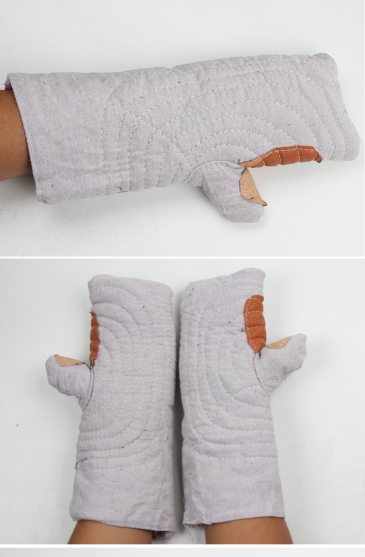 二指加厚隔热棉劳保手套烤箱家用防烫加长微波炉烤炉防耐高温手套 长