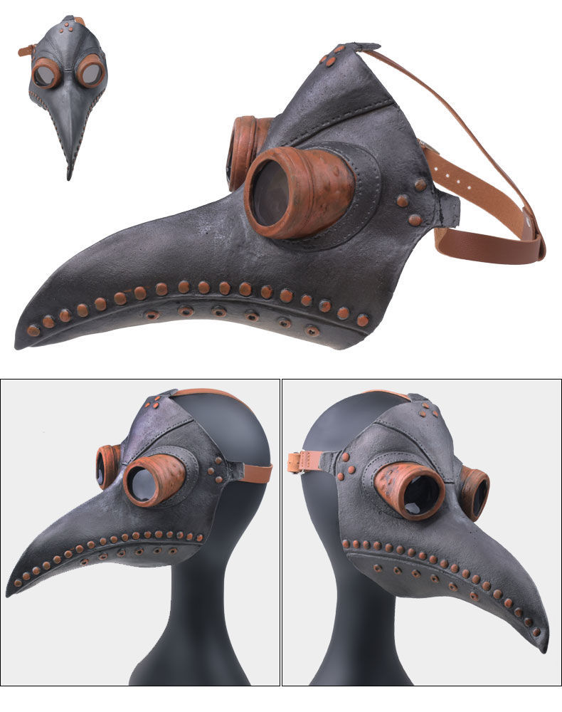 万圣节哥特鸟嘴面具瘟疫医生cos装扮舞会用品瘟疫医生乌鸦嘴头套灰金