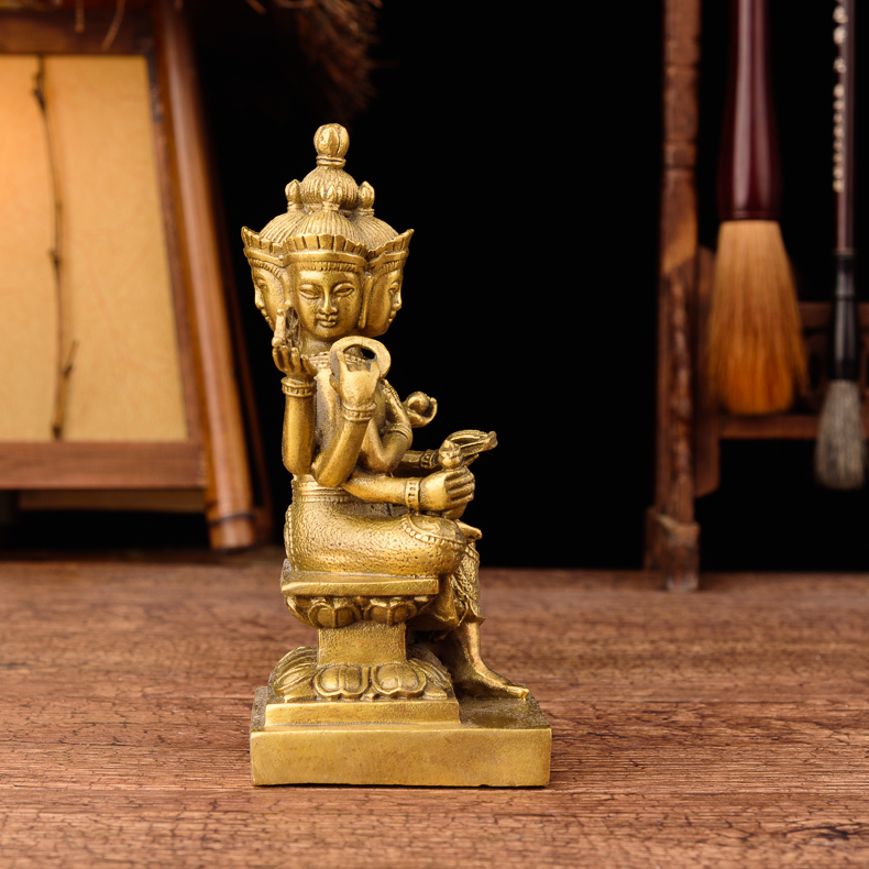 美帮汇铜泰国四面佛像大梵天铜像摆件佛堂居室用品