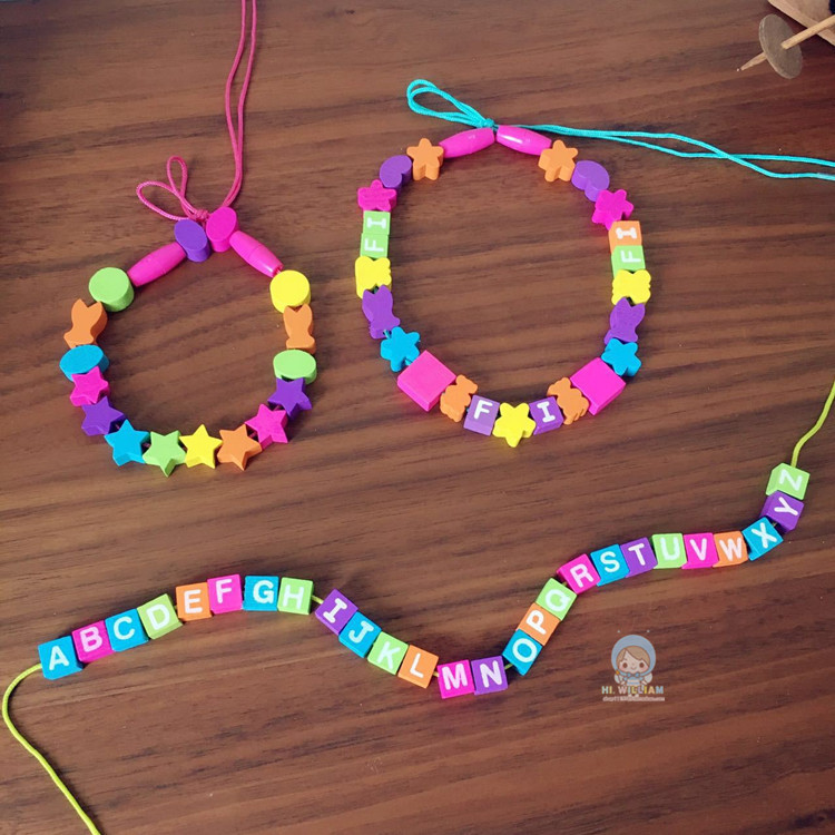 2020美国夏威夷儿童串珠玩具女孩穿珠子手链项链diy益智手工新款