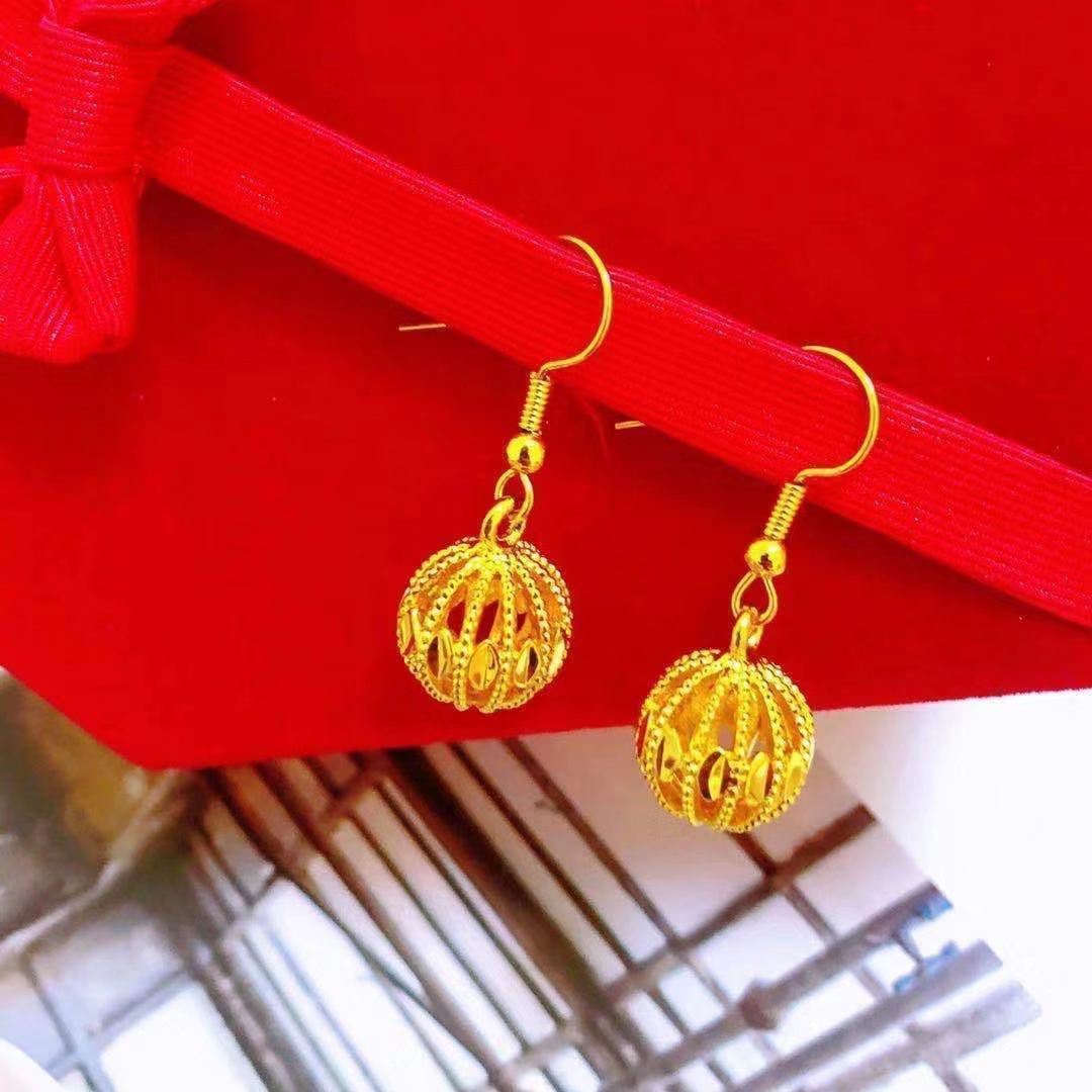 中老年人耳环真金色时尚百搭耳饰女神款耳环镀金色送爱人生日礼物小号