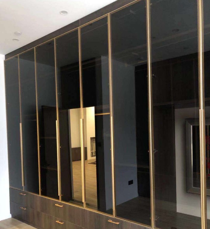 玻璃衣柜定制简约现代对开极简闪电客轻奢衣柜衣帽间卧室柜定做