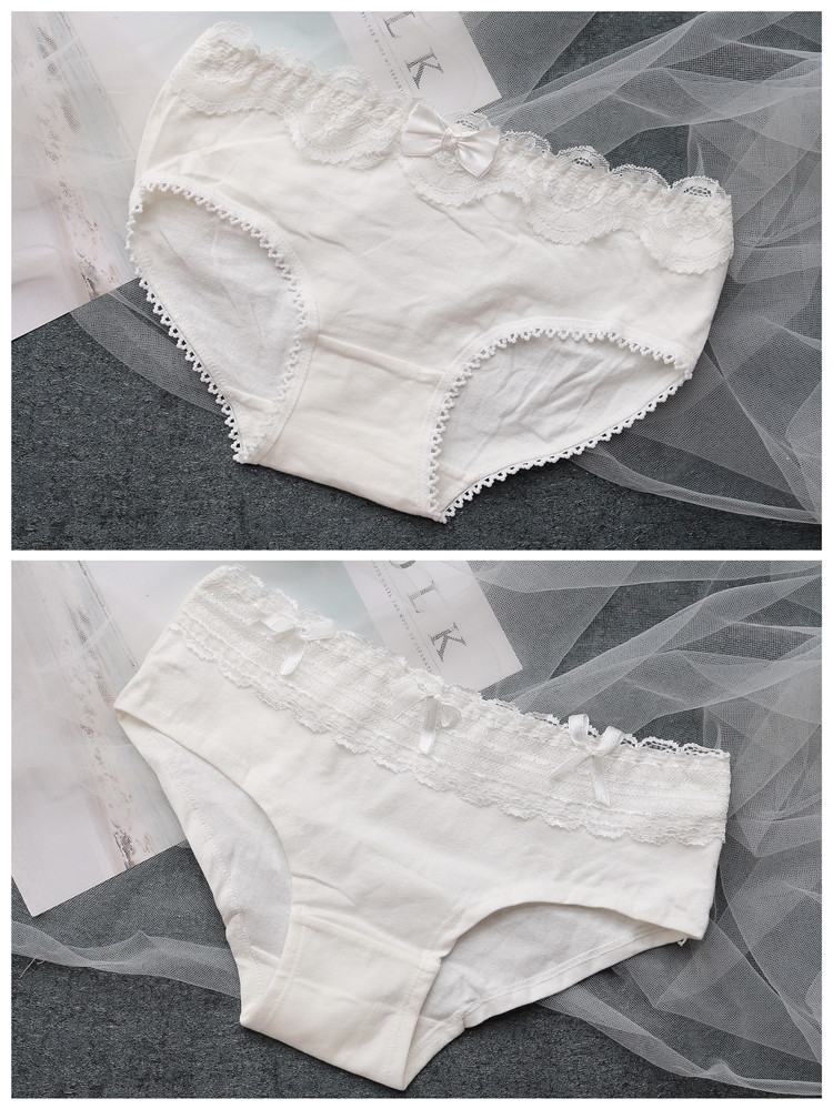 5条装白色棉内裤女低腰日系甜美可爱棉少女学生三角裤fishbasket