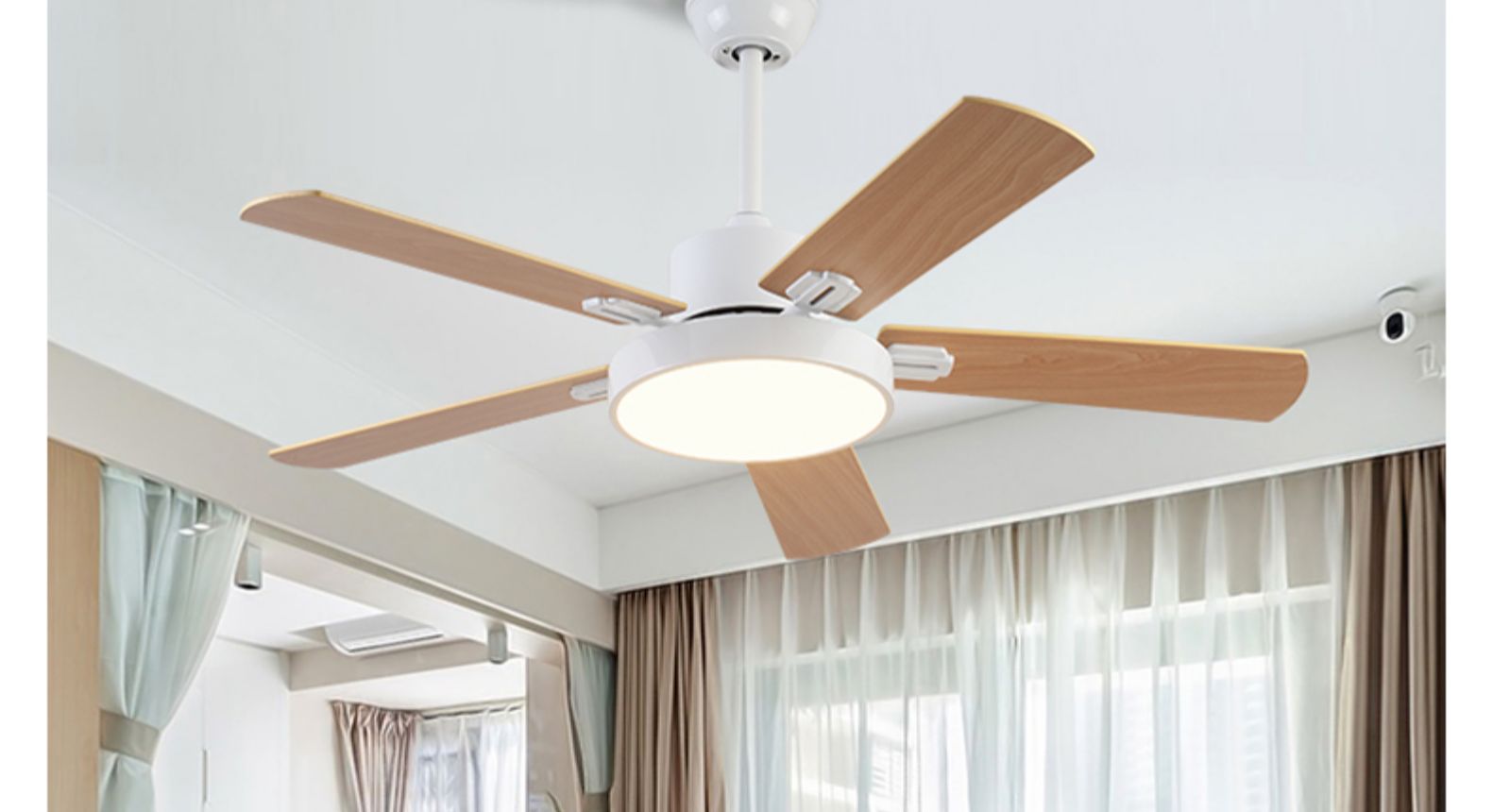 北欧吊扇灯餐厅时光旧巷家用客厅风扇灯不锈钢简约现代木叶电风扇吊灯