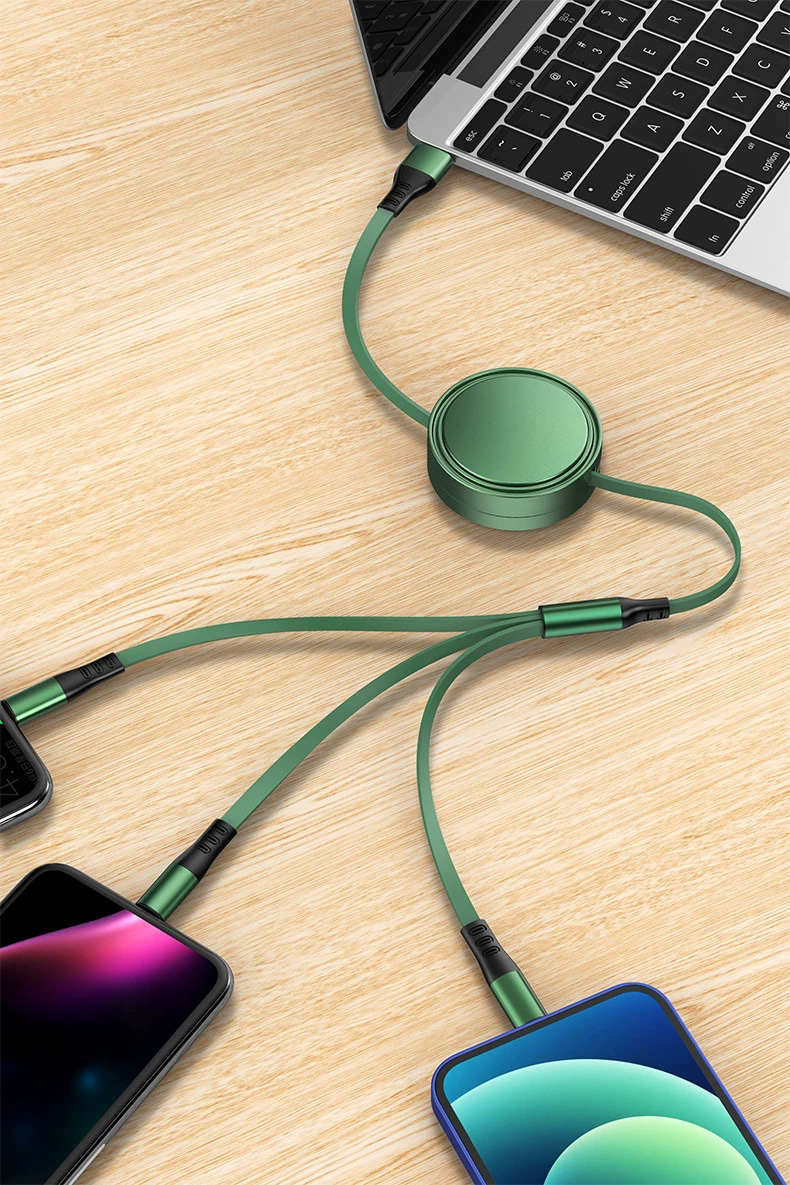 哌佰客pabog12米一托三可伸缩充电线三合一数据线便携pbksjx04