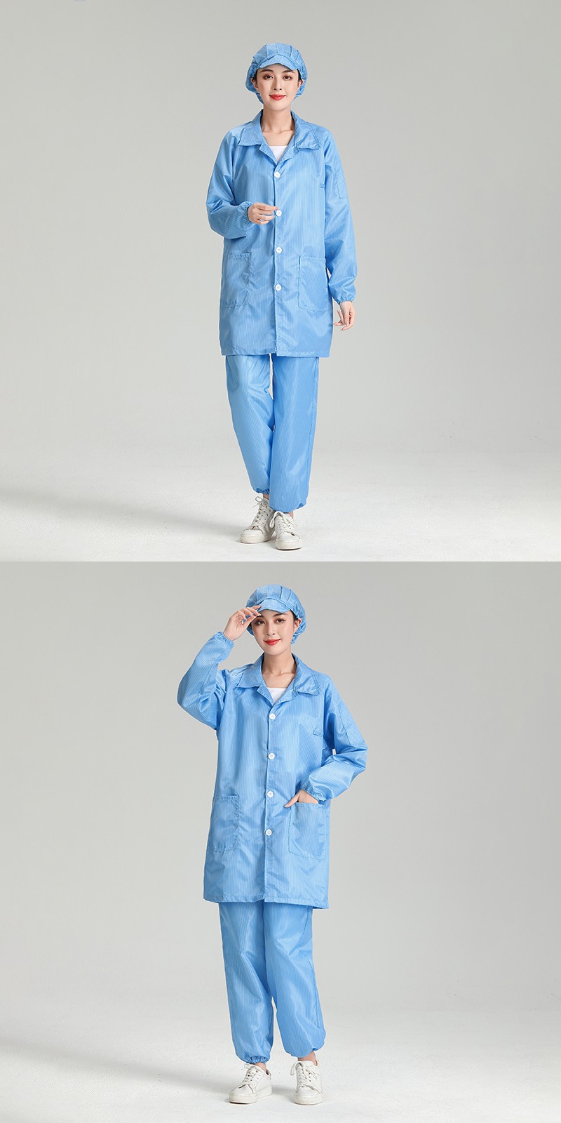 灿杨男士套装 防静电连帽分体服 静电帽 防静电大褂 防尘服 分体连帽