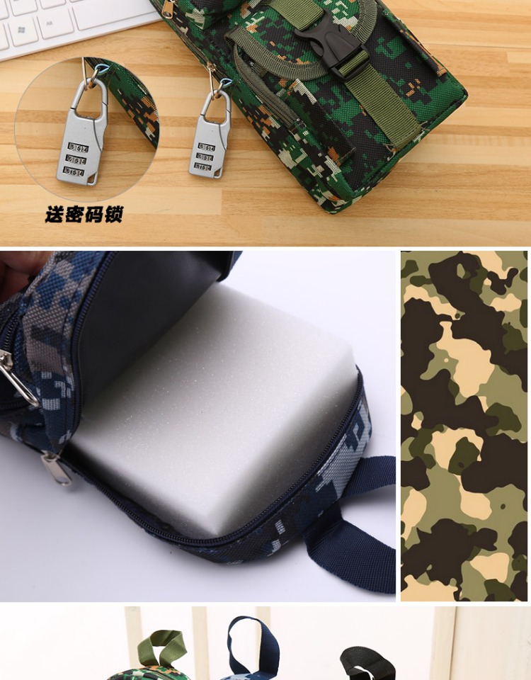喻娄书包造型笔袋儿童迷彩密码铅笔盒学生大容量文具盒男女生男孩笔袋