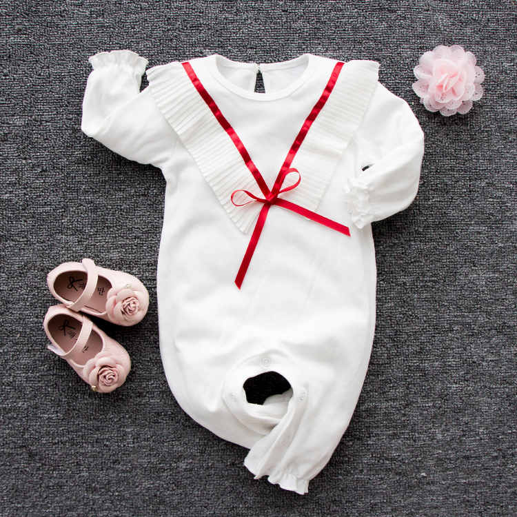 女婴儿童连体衣服宝宝儿2网红和尚服1春装0个月3公主可爱 绿彩虹光