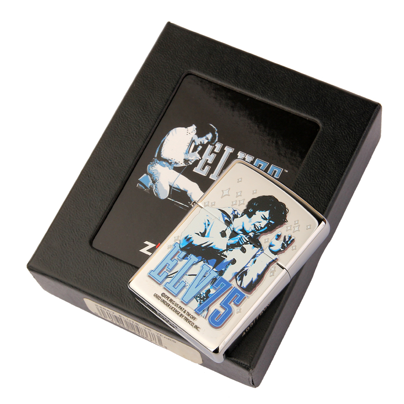 美国zippo打火机芝宝镀铬彩印编号限量版24867猫王诞辰75周年限量款