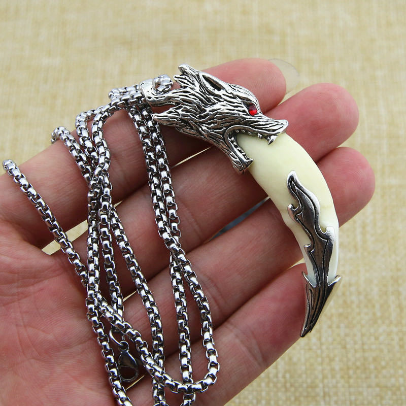 真品黑狗牙吊坠辟邪护身符天然狗牙齿小孩项链男士正宗狼牙形吊坠孤狼