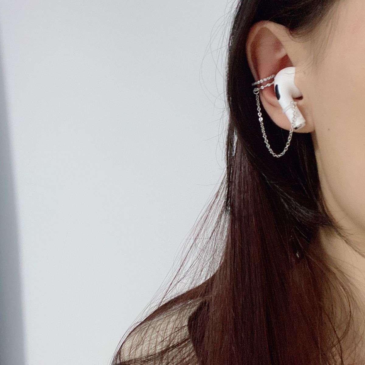 airpods蓝牙耳机防丢耳夹无线耳机防掉耳环耳链保护绳耳骨夹通用银色