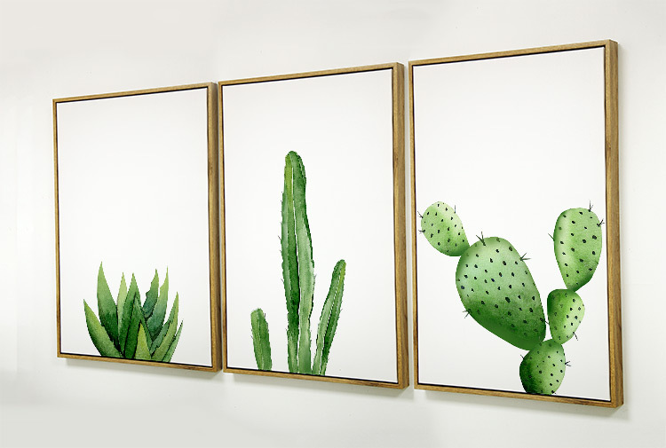 简约北欧植物派仙人掌装饰画客厅卧室床