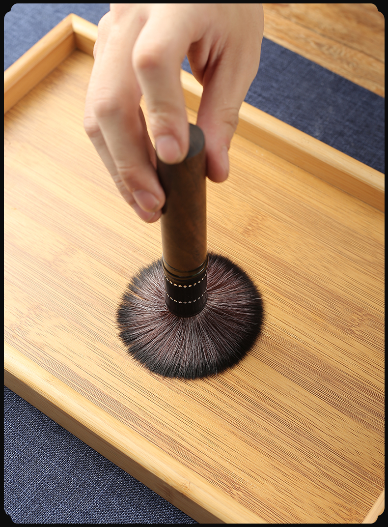 茶道养壶笔黑檀实木茶刷功夫茶具茶扫毛刷不毛花梨木茶盘零配件封后