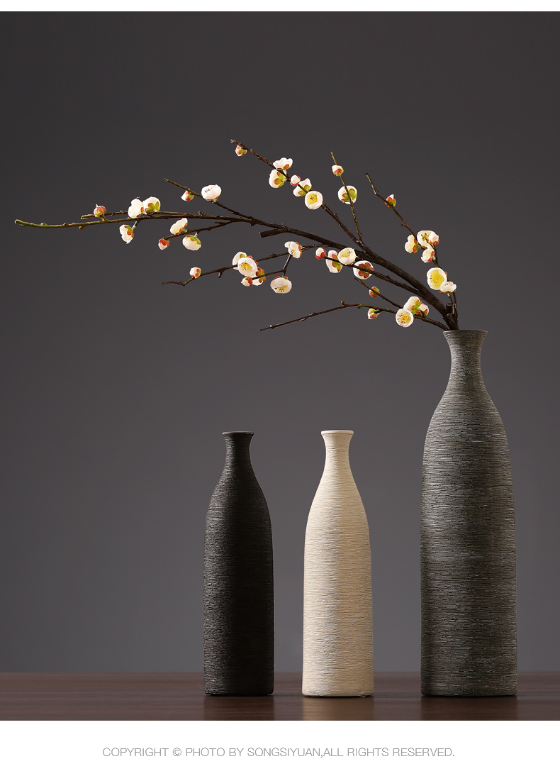 abay简约陶瓷插花花瓶美式客厅白色干花器北欧家居装饰品摆件中黑怀慢