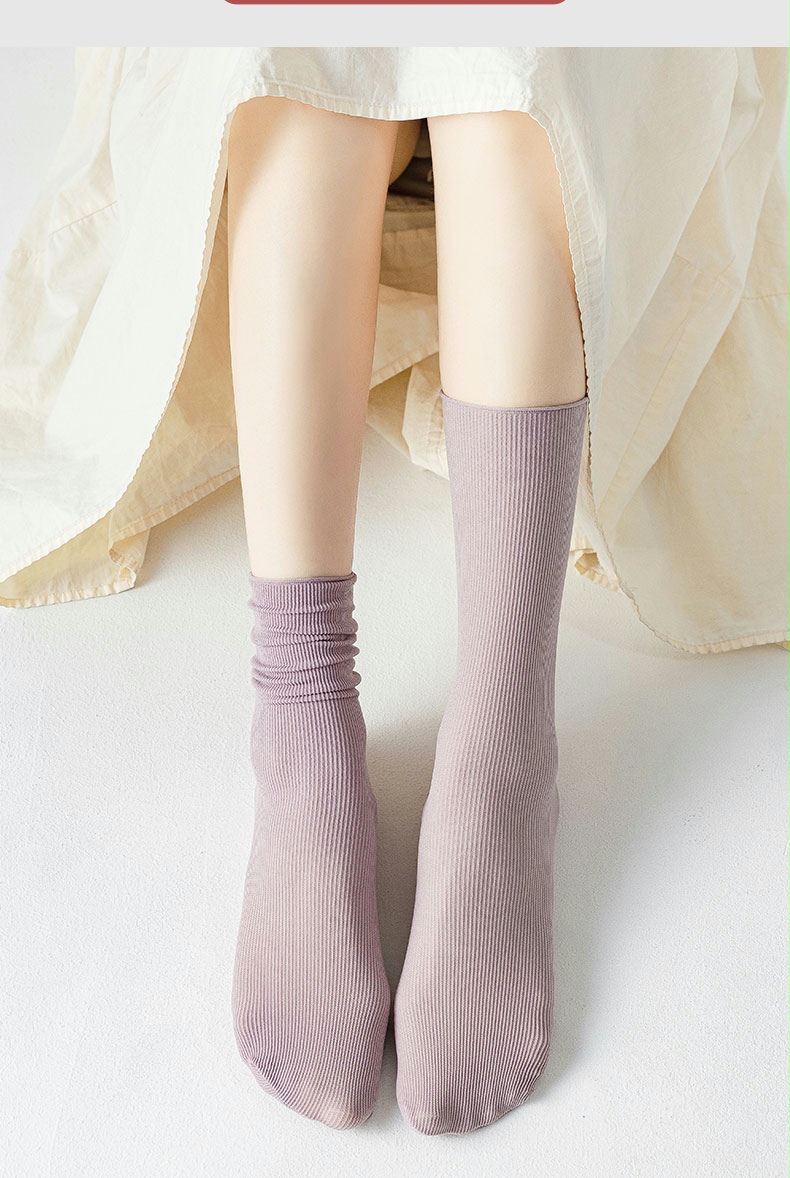 suntek堆堆袜女夏季薄款白色冰冰袜中筒袜春秋色袜子女长袜冰丝袜长筒