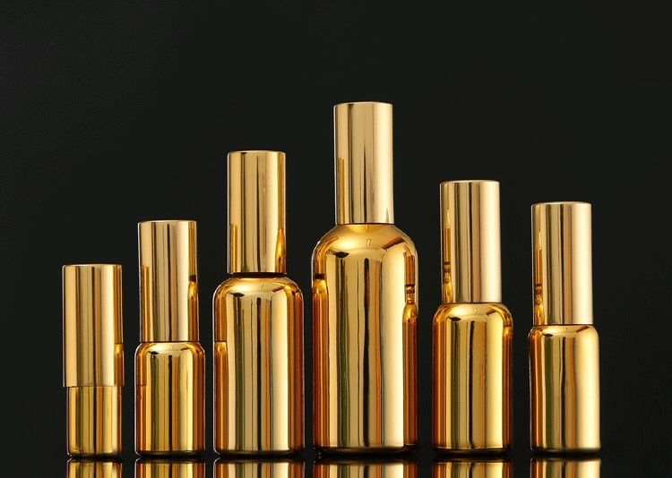 《高档电镀金色化妆品分装瓶玻璃喷雾瓶精油瓶按压瓶面霜乳液瓶套装 5