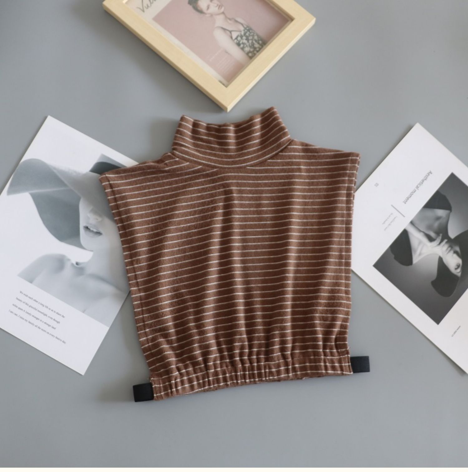 聚范保暖高弹性条纹半高领假领子女百搭配毛衣高领打底假衣领