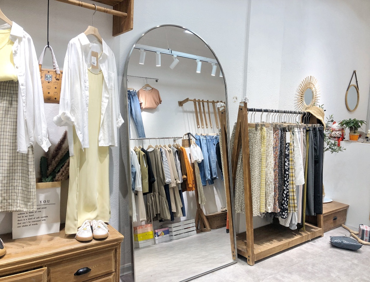 拱形镜子婚纱试衣间镜服装店大镜子家用美发店全身落地试衣镜显瘦泰