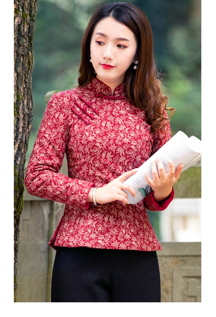 冬季中式唐装上衣改良旗袍盘扣红棉袄夹棉加厚保暖中国风女装暖青汇