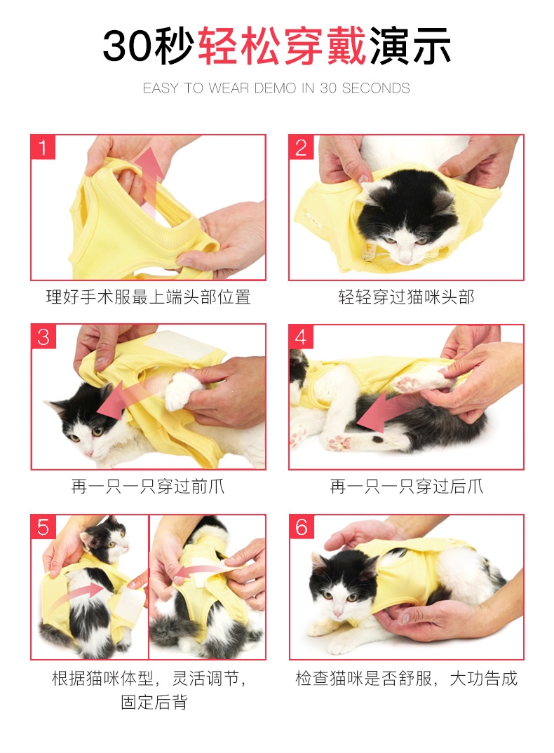 猫咪绝育服衣服米妮防舔小型犬手术服预防感染母猫断奶衣服棉布透气