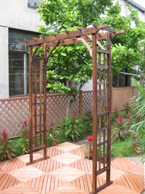 防腐木户外阳台庭院实木网格拱花架花园装饰植物拱形葡萄爬藤架泰空仓