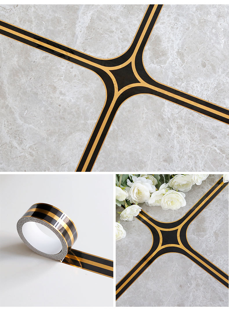 5个装黑金款美缝贴条瓷砖缝隙美化线条贴耐磨地板贴地面美缝贴自粘地