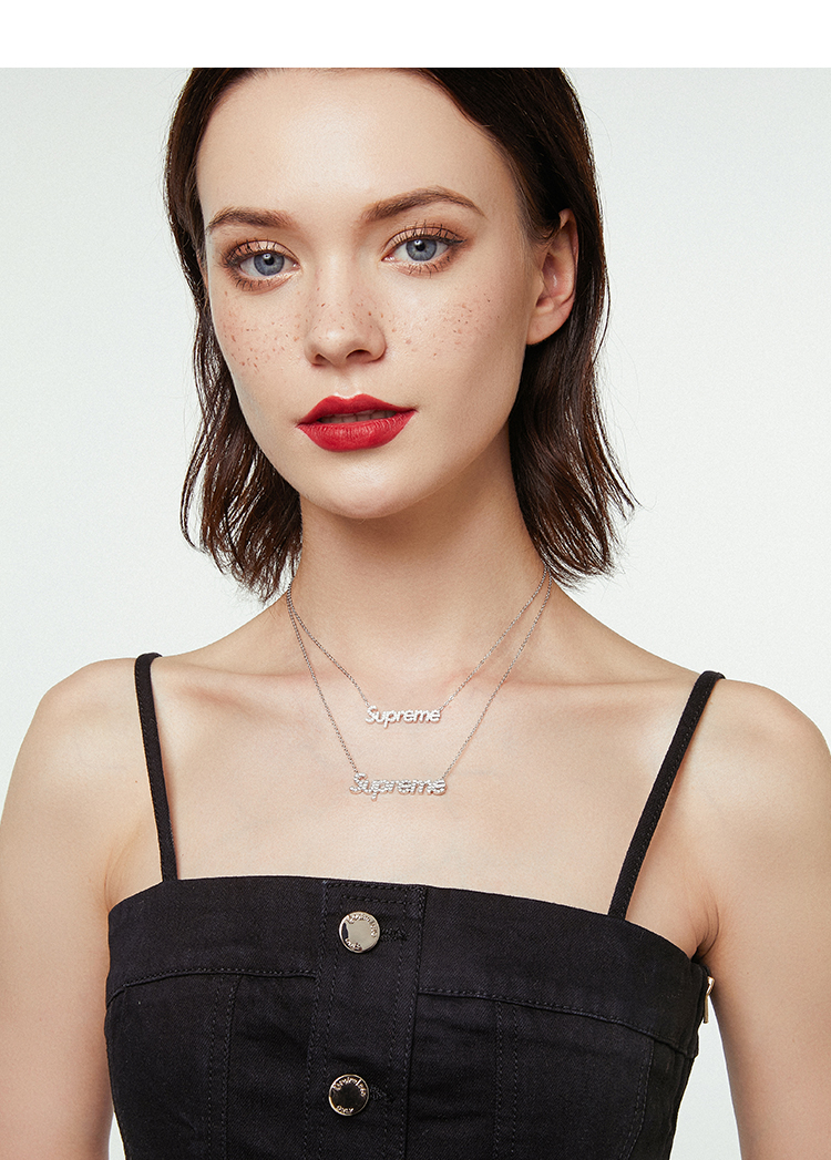 lovesupreme925纯银字母锁骨项链男女情侣简约气质ins潮生日