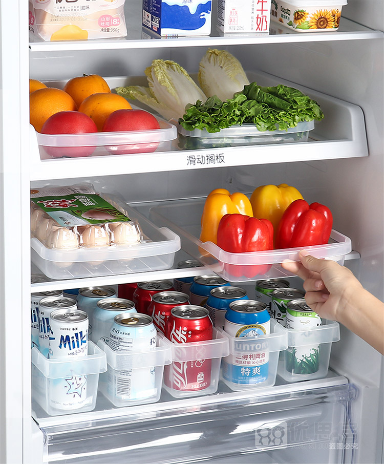 冰箱食物保鲜盒收纳盒家用厨房抽屉放鸡蛋食品易拉罐储物盒jingping