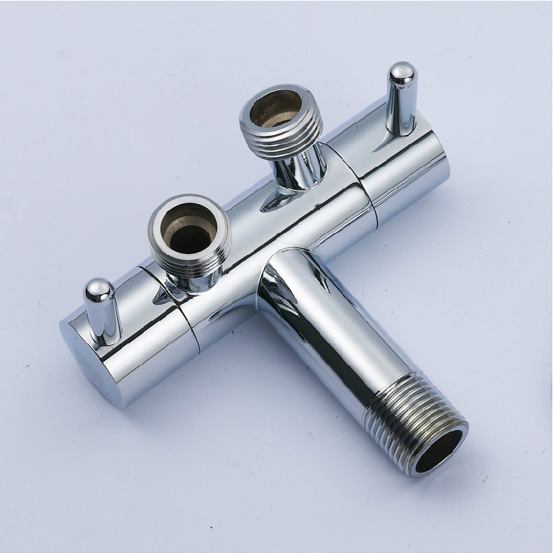 卫生间铜双出水三通角阀一进二出洗衣机马桶分水器