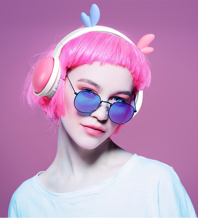 猫耳朵蓝牙耳机女生头戴式有线无线小巧少女可爱潮韩版华为苹果oppo