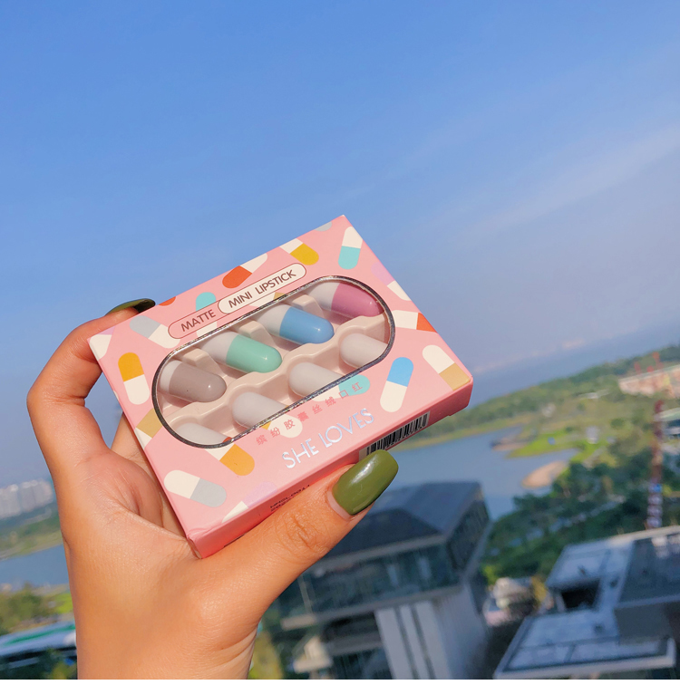 李佳琦推荐mini胶囊口红8支套装药丸唇膏旅行便捷礼盒装网红学生