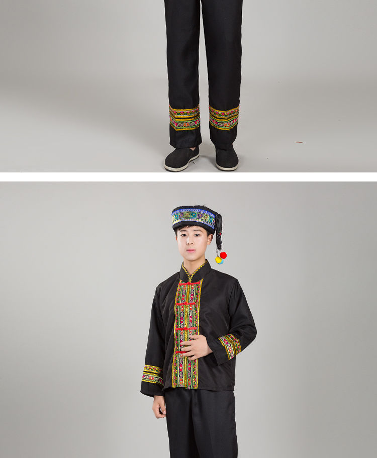 新款苗族服装男云南少数民族葫芦丝表演服装广西三月三壮族演出服